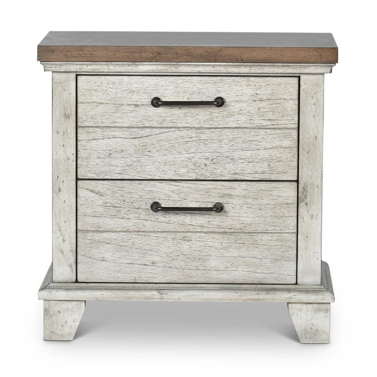 Steve Silver Furniture Bear Creek Nightstand, 28-Inch Height, Rustic/Farmhouse Design, Deep Drawers, Storage, Two Drawers, White Smoke Finish, Bedroom, 17&quot; D x 28&quot; W x 28.5&quot; H, White