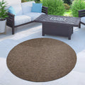 Solid Outdoor Rug For Patio Or Balcony Weatherproof In Mottled Brown, Size: 5'3' Round
