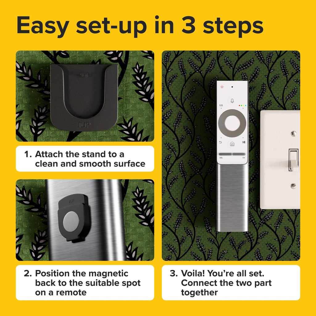 Magnetic Remote Control Holder - 5 Pcs Black Set For Tv, Fan, And Air Conditioner Remotes - Wall Mount With Self-Adhesive Back F