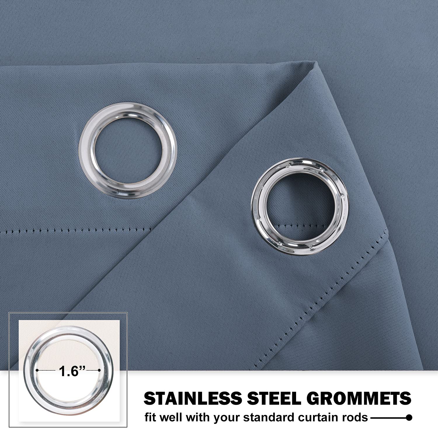 Nicetown Kitchen Curtains 36 Inch Length, Window Curtains Tiers Home Decor Grommet Solid Blackout Curtain Valances Decorative For Small Bathroom/Bedroom, 34-Inch X 36-Inch, Stone Blue, One Pair