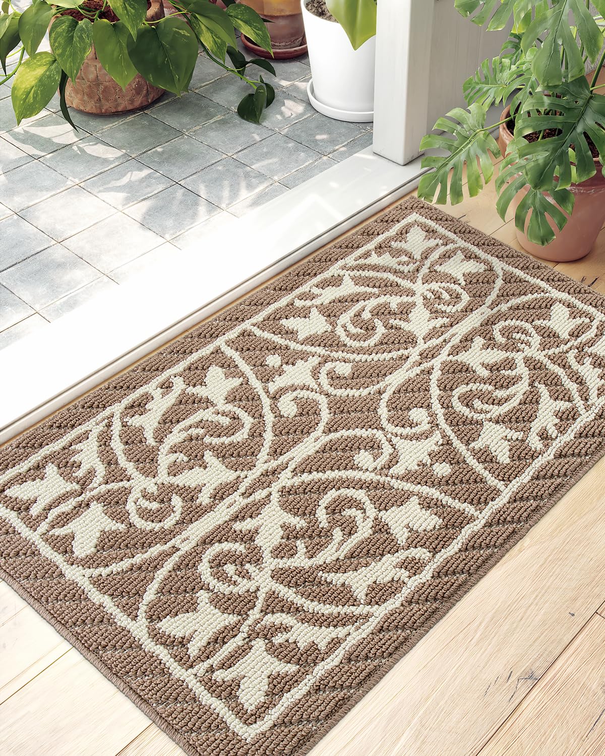 Dexi Door Mat Indoor Rugs For Entryway Floor Mats Inside Doormat Front Entrance Rug Entry Non Slip Washable,19.5'X31.5',Brown