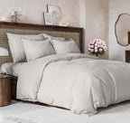 Duvet Cover Queen Size Set - Extra Soft Queen Size Duvet Cover 90 X 90 With 2 Pillow Shams - Hotel Luxury Easy Care And Fade Free W/ Zipper Closures & Ties - Comfy Breathable Bedding Set (French Grey)