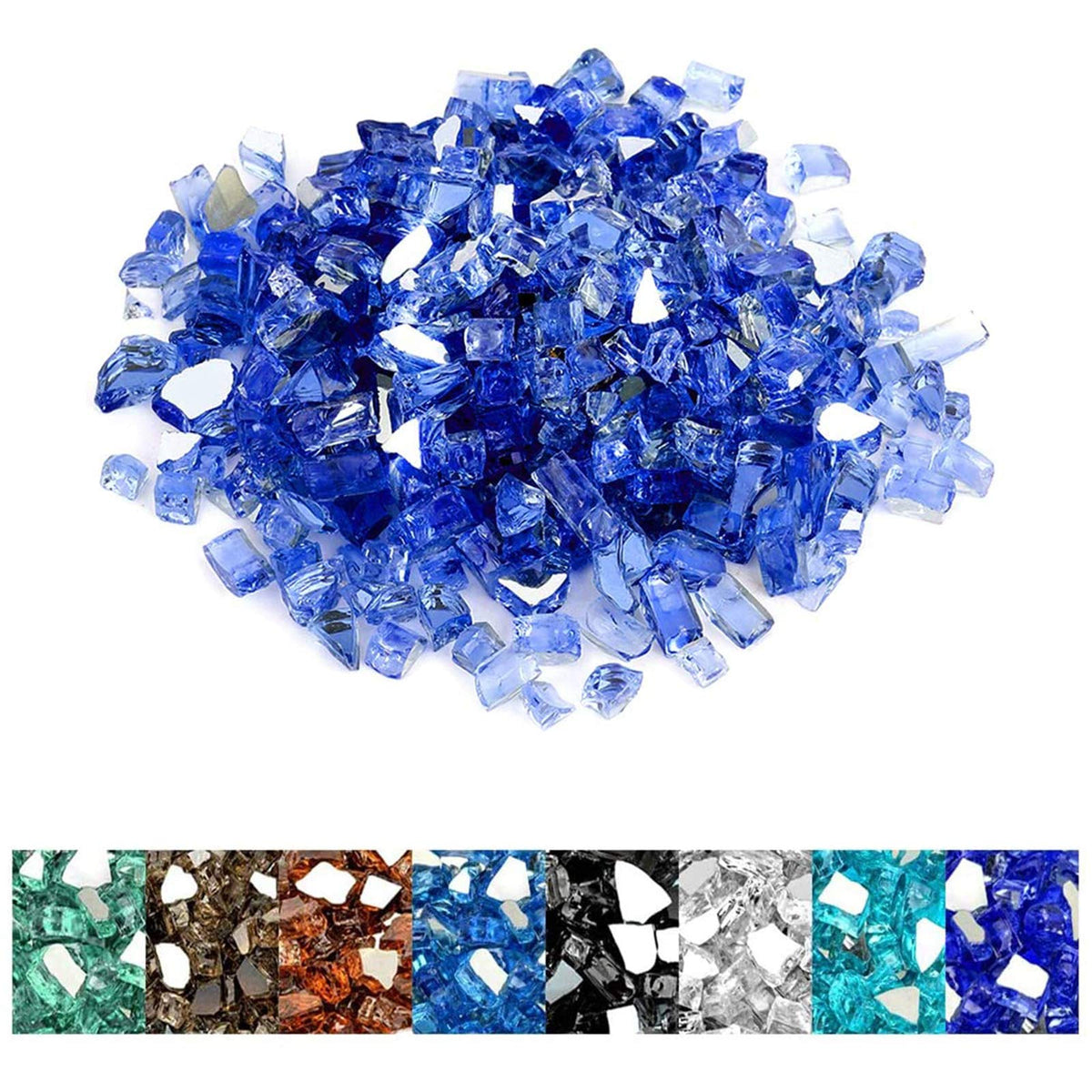 Mr. Fireglass 10 Pounds Fire Glass - 1/2 Inch High Luster Reflective Tempered Glass Rocks For Fireplace Fire Pit Table And Lands