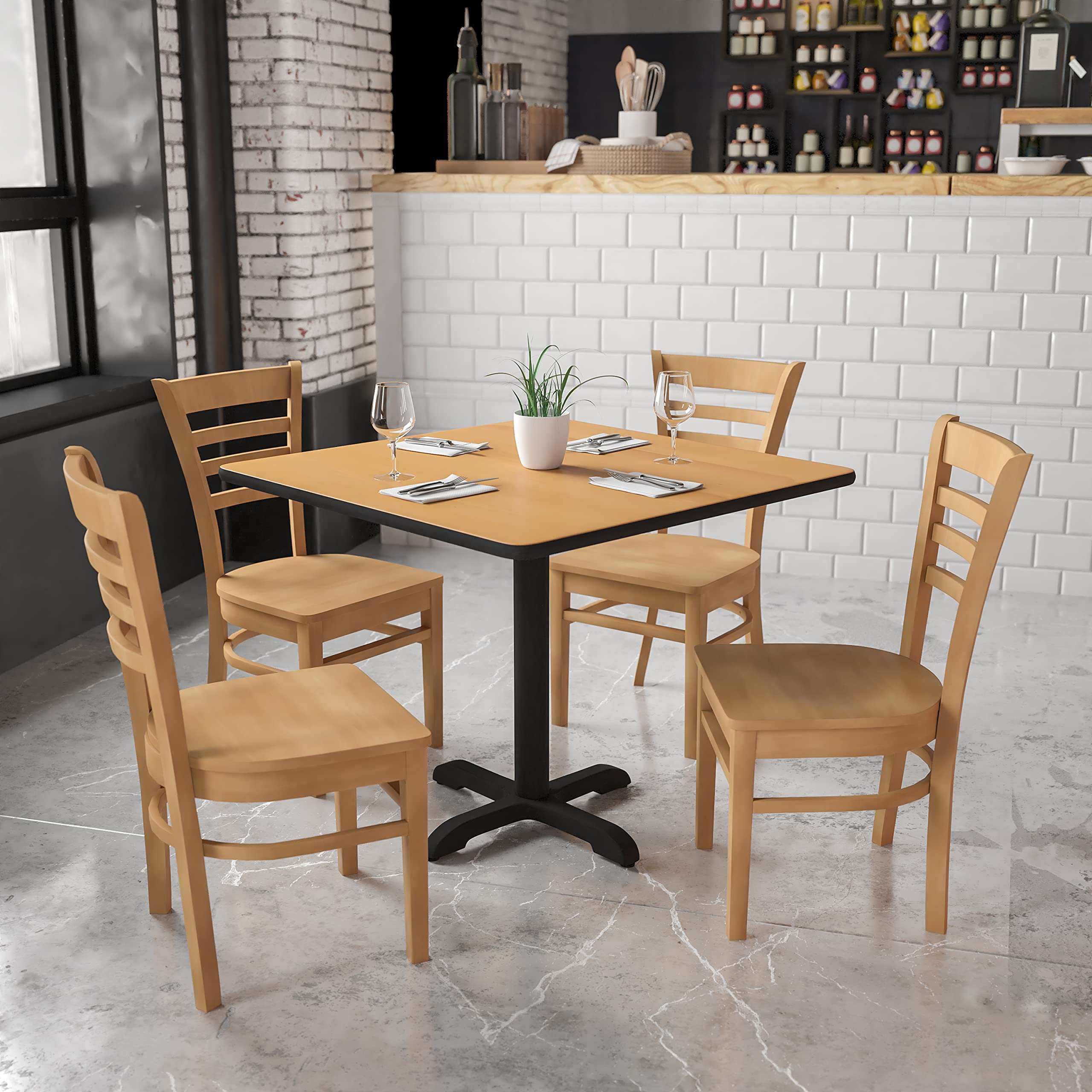 Flash Furniture HERCULES Series Ladder Back Natural Wood Restaurant Chair
