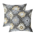 Romandeco Jacquard Floral Decorative Throw Pillow Covers For Couch Set Of 2, 22X22 Inches, Grey