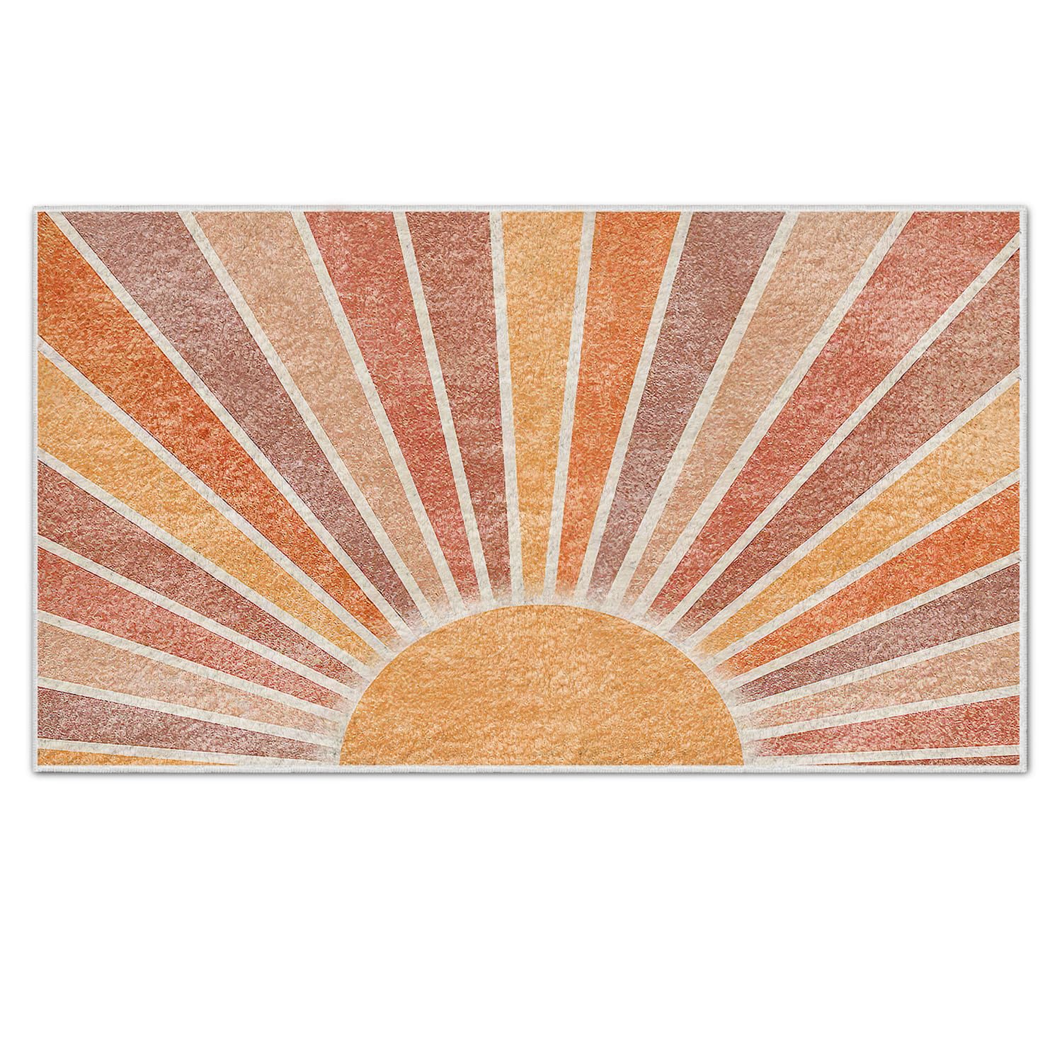 Nogrit Retro Boho Neutral Sun Sunrise Sunset Sunshine Mid Century Modern Soft Rugs Anti-Slip Door Mat 17X30 Inch Non-Slip Fuzzy