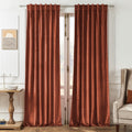 Timeper Red Velvet Curtains 108 Inches - Holiday Decor Rust Velvet Curtains Back Tab Blackout Drapes Thick Soft Chrismas Decorat