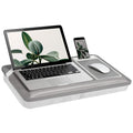 Rossie Home Premium Real Ash Wood Lap Desk With Wrist Rest, Mouse Pad, And Phone Holder - Fits Up To 15.6 Inch Laptops - Harbor