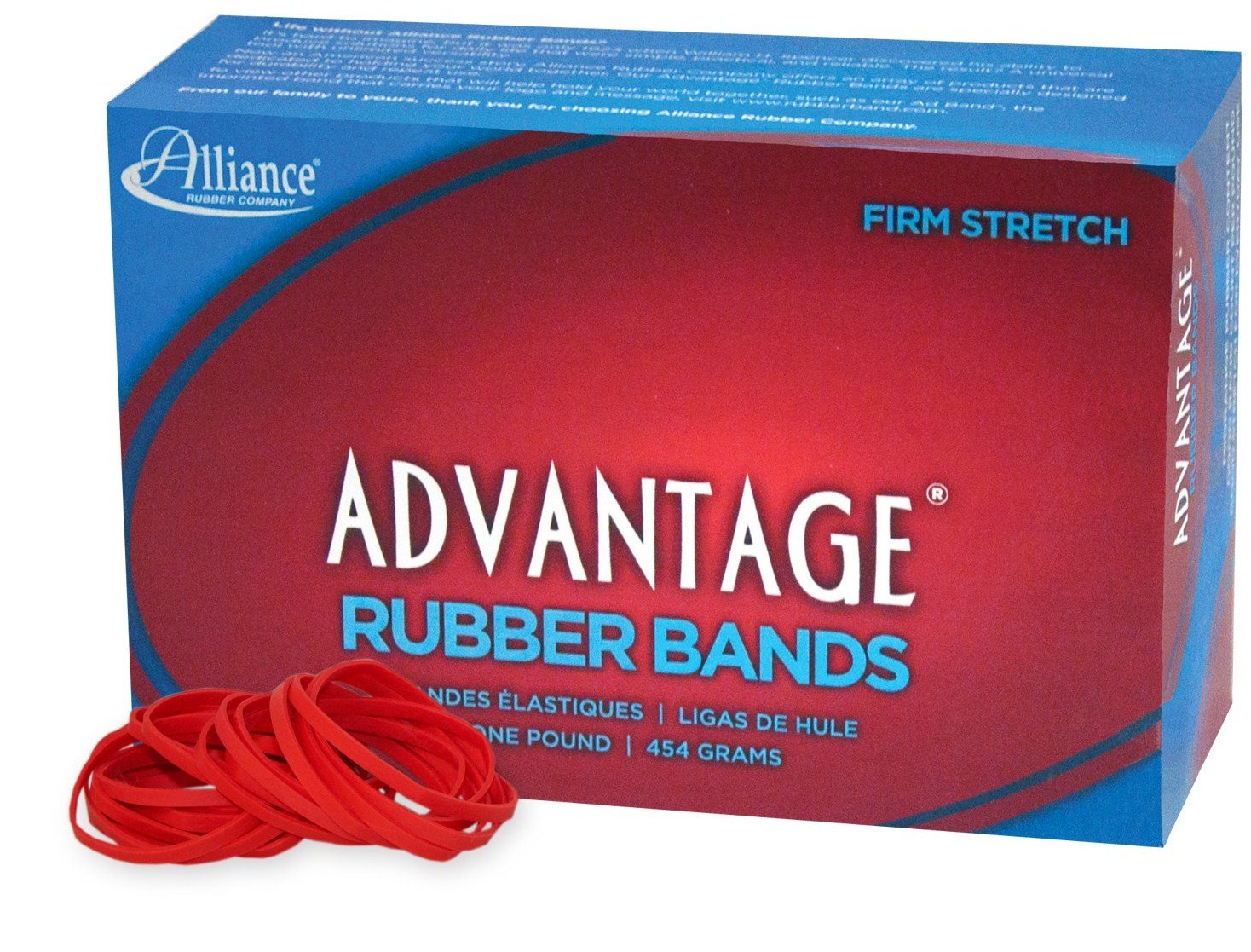 Alliance Rubber 96315 Advantage Rubber Bands Size #31, 1 Lb Box Contains Approx. 850 Bands (2 1/2' X 1/8', Red)