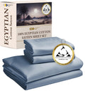California Design Den Certified Luxury 100% Egyptian Cotton Sheets, King Size Bed Sheets, Deep Pocket Sateen Cooling Sheets For