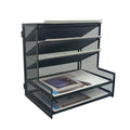 Settfrfe Office Supplies Desk Organizer,Metal Desktop File Holder Organizer With 5 Tier Paper Tray,Black