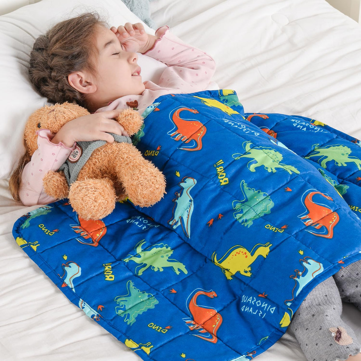 Kivik Weighted Lap Blanket 2 Lbs, 20' X 30' Blue Dinosaur Small Weighted Blankets, All-Season Breathable Cute Mini Weighted La
