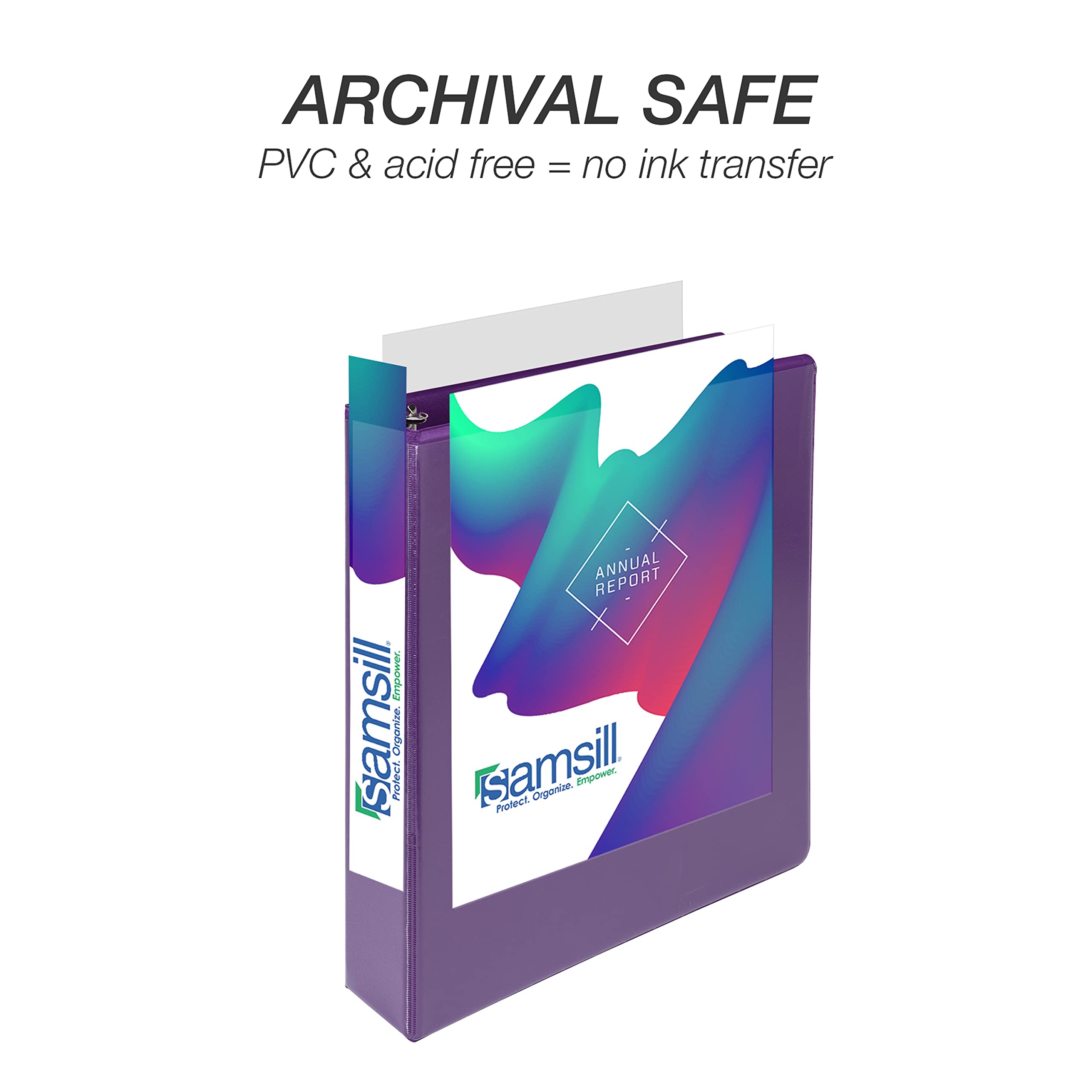 Samsill Durable 1.5 Inch Binder, Made In The Usa, D Ring Binder, Customizable Clear View Binder, Purple, 4 Pack, Each Holds 350