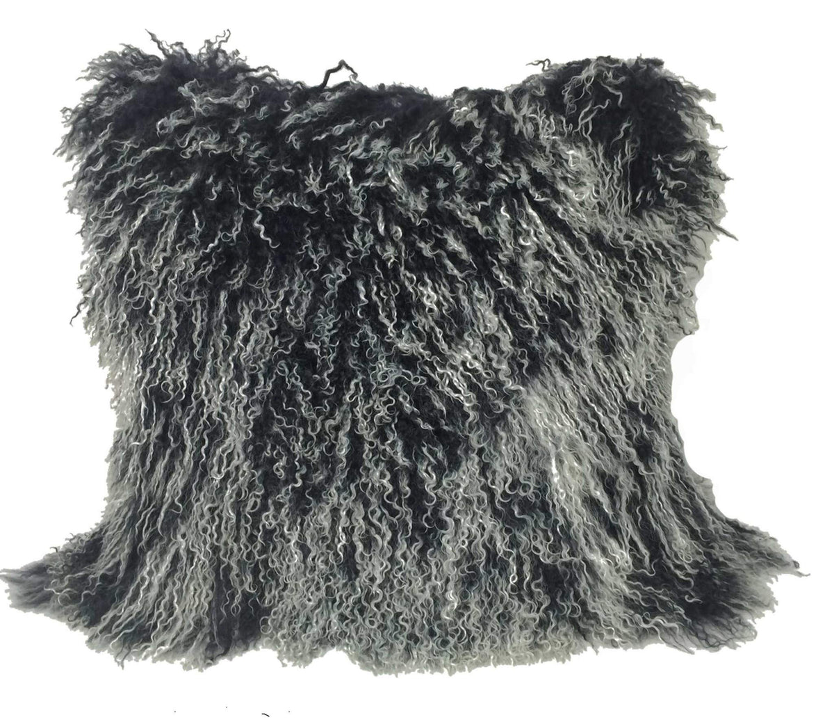 HomeRoots Decor 24-inch Black Genuine Tibetan Lamb Fur Pillow with Microsuede Backing