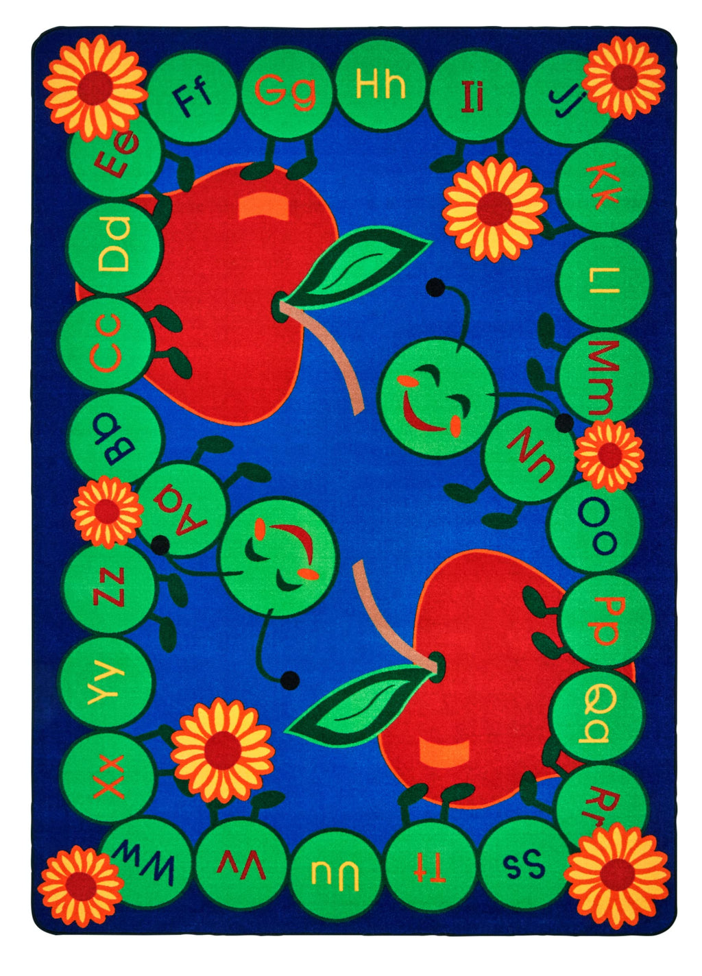 Carpets for Kids 2201 ABC Caterpillar Literacy Classroom Nursery Room Rug 4ft 5in x 5ft 10in Rectangle Blue