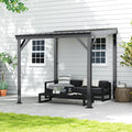 Domi 8x8 Lean to Gazebo Hardtop, Expandable Wall Mounted Pergola with Gutters & Galvanized Steel Roof, 60MPH Wind Resistance, 