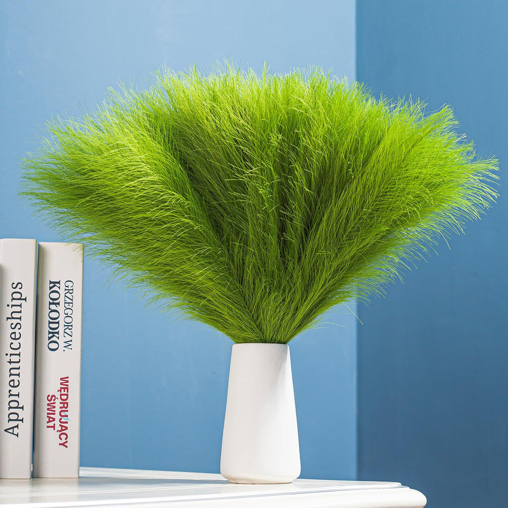 Bnecnet Faux Pampas Grass Decor - 10 Stems 17.7'' Artificial Pampas Grass Bouquet Small Pompas Floral Arrangement and Vase Fille