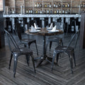 Flash Furniture Blake Commercial Grade 4 Pack Distressed Black Metal Indoor-Outdoor Stackable Chair