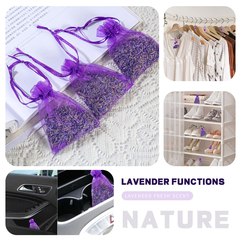 Bnecnet Dried Lavender Bundles Sachets | 2 Bundles Of 200 Stem & 2 Dried Lavender Sachets | Natural Dried Lavender Flowers Bouqu