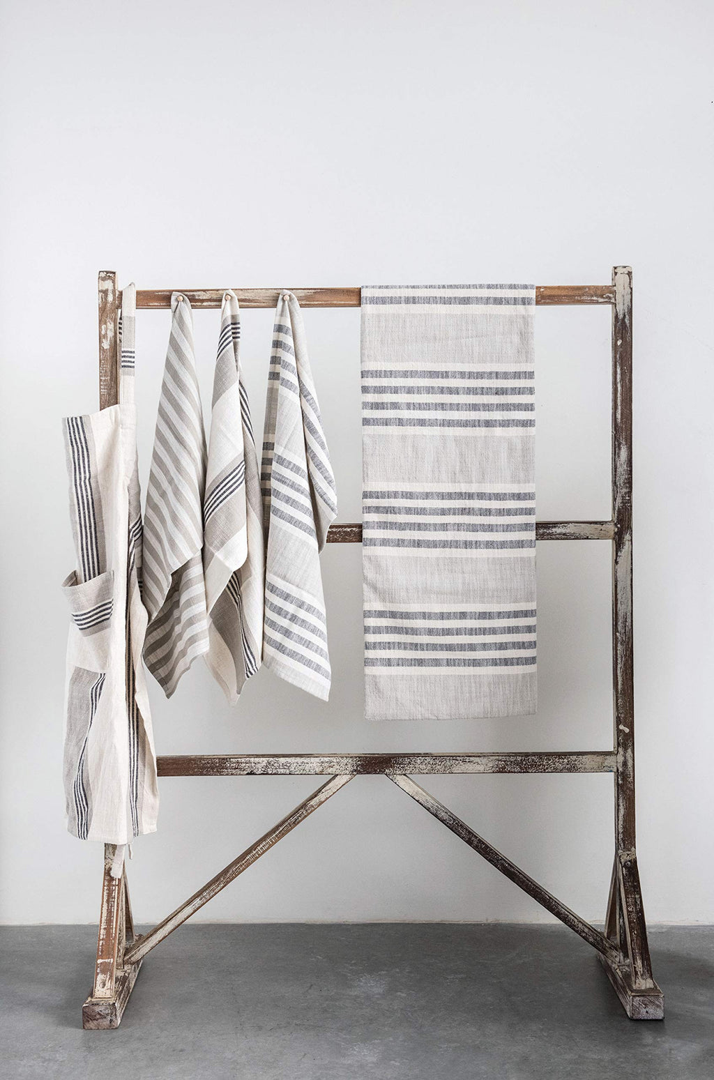 Creative Co-Op Tan & Grey Striped Cotton Tea Towels (Set Of 3 Pieces)
