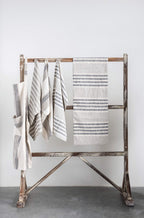 Creative Co-Op Tan & Grey Striped Cotton Tea Towels (Set Of 3 Pieces)