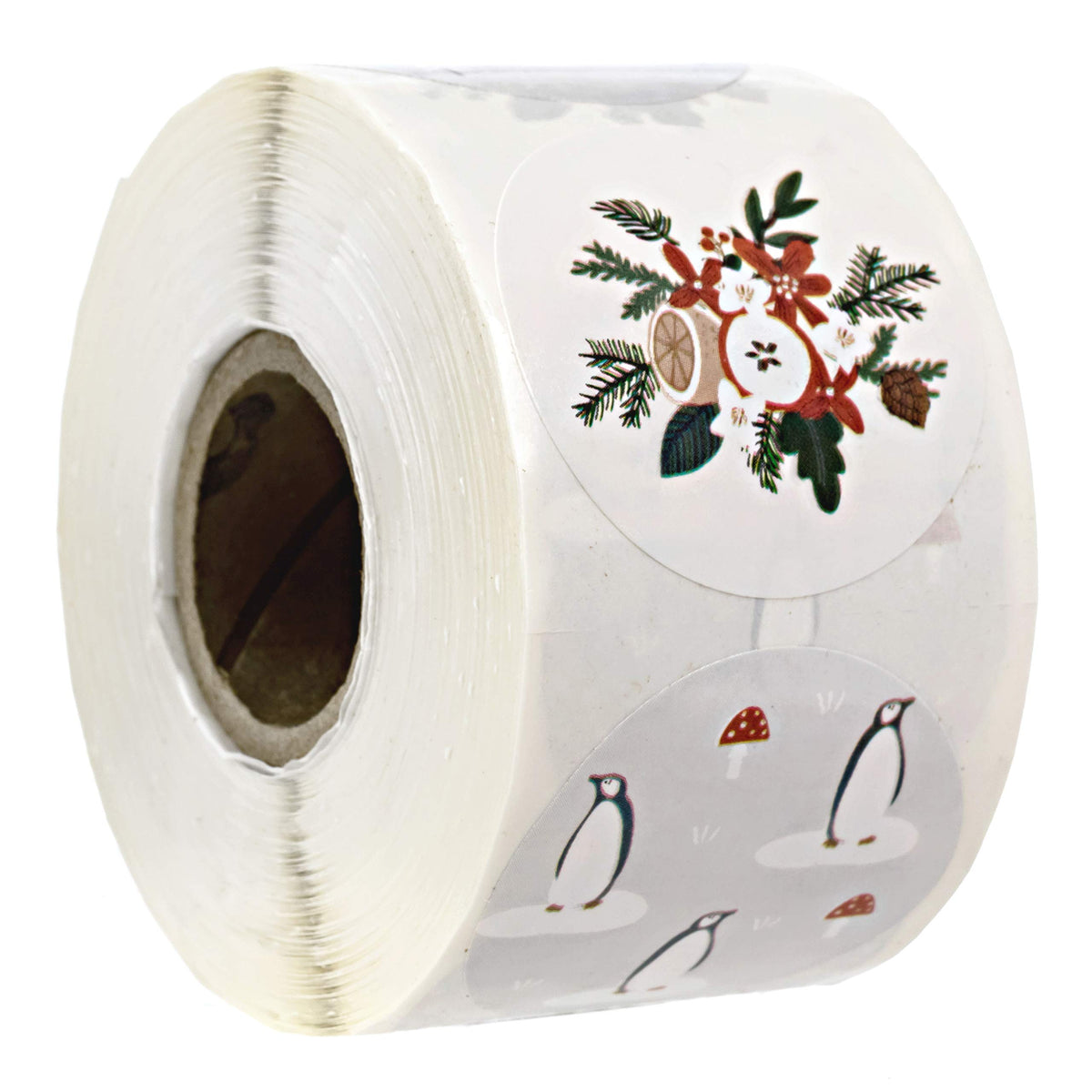 Cute Penguin Holiday Sticker Assortment / 6 Alternating Winter Designs / 500 1.5' Snowy Sweet Labels