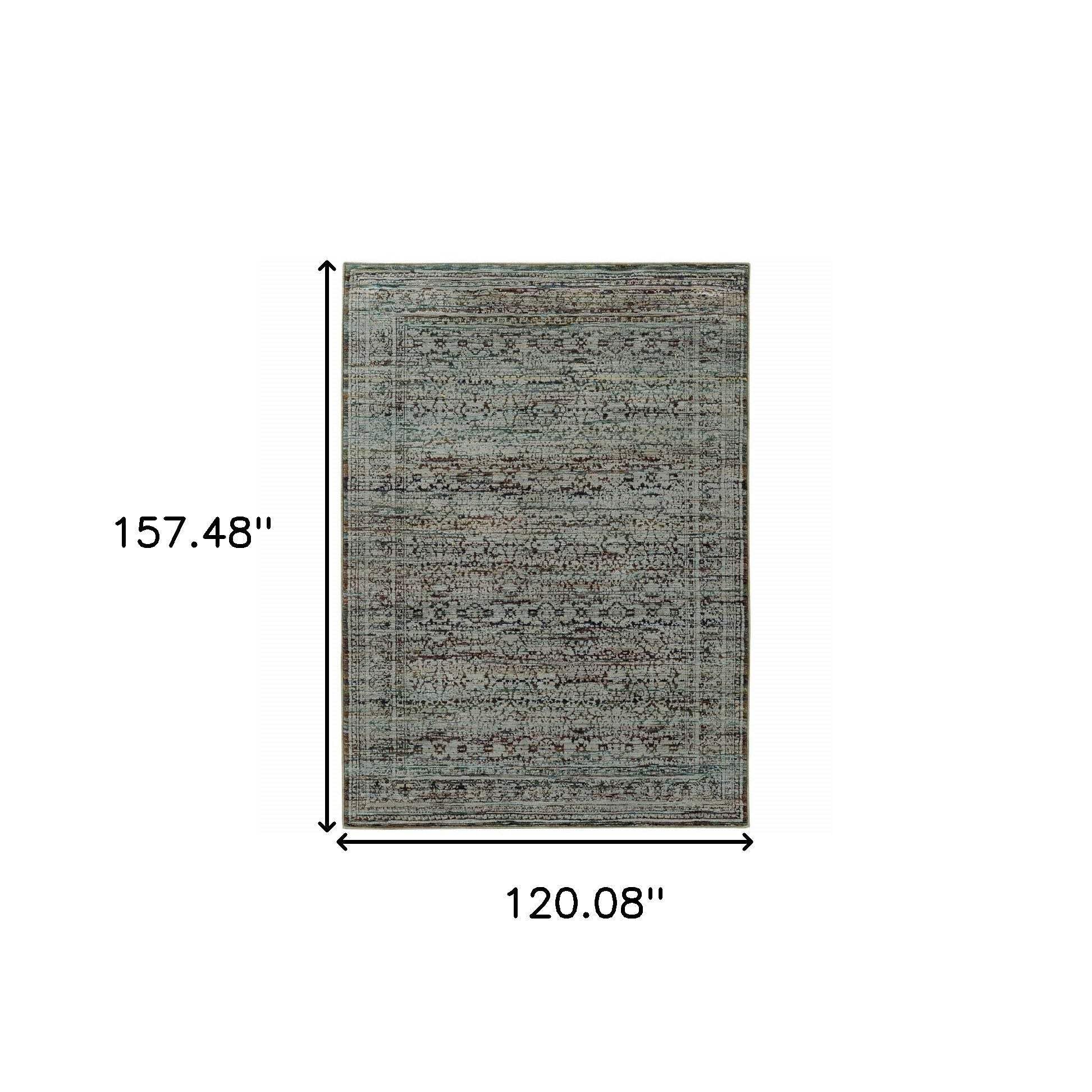 HomeRoots 510012 10 x 13 ft. Blue & Purple Oriental Power Loom Stain Resistant Rectangle Area Rug