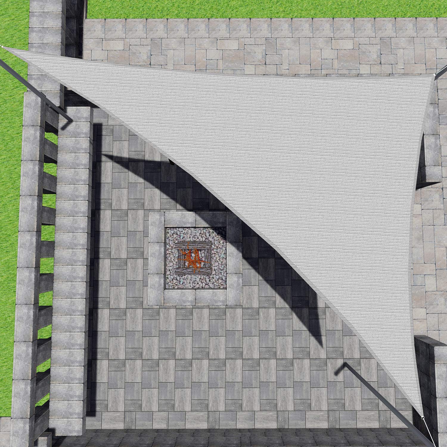 Patio Paradise 15' X 22' X 26.6' Light Gray Sun Shade Sail Right Triangle Shade Canopy Heavy Duty Pergolas Cover Cloth, Sunlight