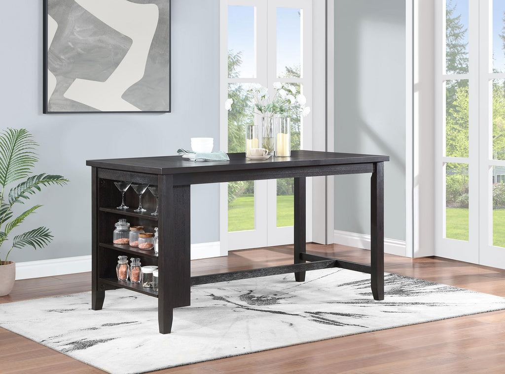 Coaster Home Furnishings Elliston Rectangular Counter Height Dining Table with Storage Shelves Dark Grey