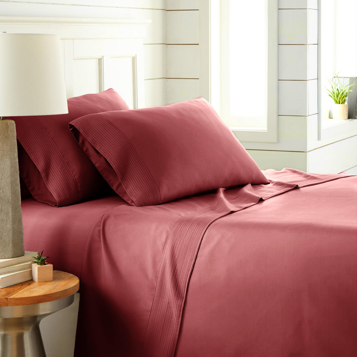 Southshore Fine Living, Inc. King Size Pleated Sheets Set, 4-Piece, 21' Deep Pocket Sheets, King Size | Flat Sheet, Fitted Shee