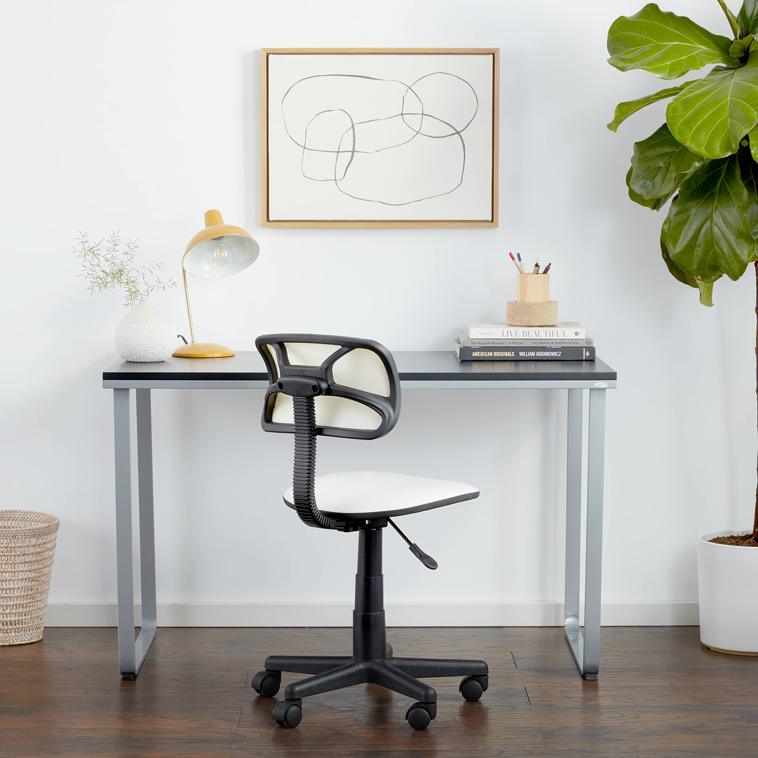 Safco Products 1943BLSL Home Office Table Computer Desk, Black and Silver