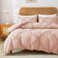 Mildly Pink Duvet Cover Boho - Tufted Comforter Cover Set Textured Geometric Beddinng Set Queen Size With Corner Ties & Zipper C