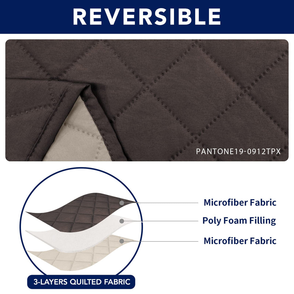 Purefit Water Resistant Reversible Sofa Covers For Reclining Sofa 3 Seat - Non Slip Split Recliner Couch Cover For 3 Cushion Cou