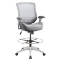 BOLISS 400lbs Mesh Ergonomic Office Drafting Chair Big Adjustable Foot Ring Height Adjustable Armrest (Grey)