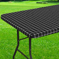 Spotjoy Rectangle Table Cloth, Elastic Fitted Flannel Backed Plastic Table Covers For 5 Foot Folding Tables, Waterproof Vinyl Ta