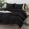 Andency Black Comforter Full Size, Boho Soft Fluffy Warm Lightweight Bedding Comforter Sets For Full Bed, 3 Pieces Chevron Tufted Aesthetic Microfiber Lightweight Comforter Set