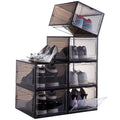 Attelite Drop Front Shoe Box,Set of 6,Stackable Plastic Shoe Box with Clear Door,As Shoe Storage Box and Clear Shoe Box,For Disp