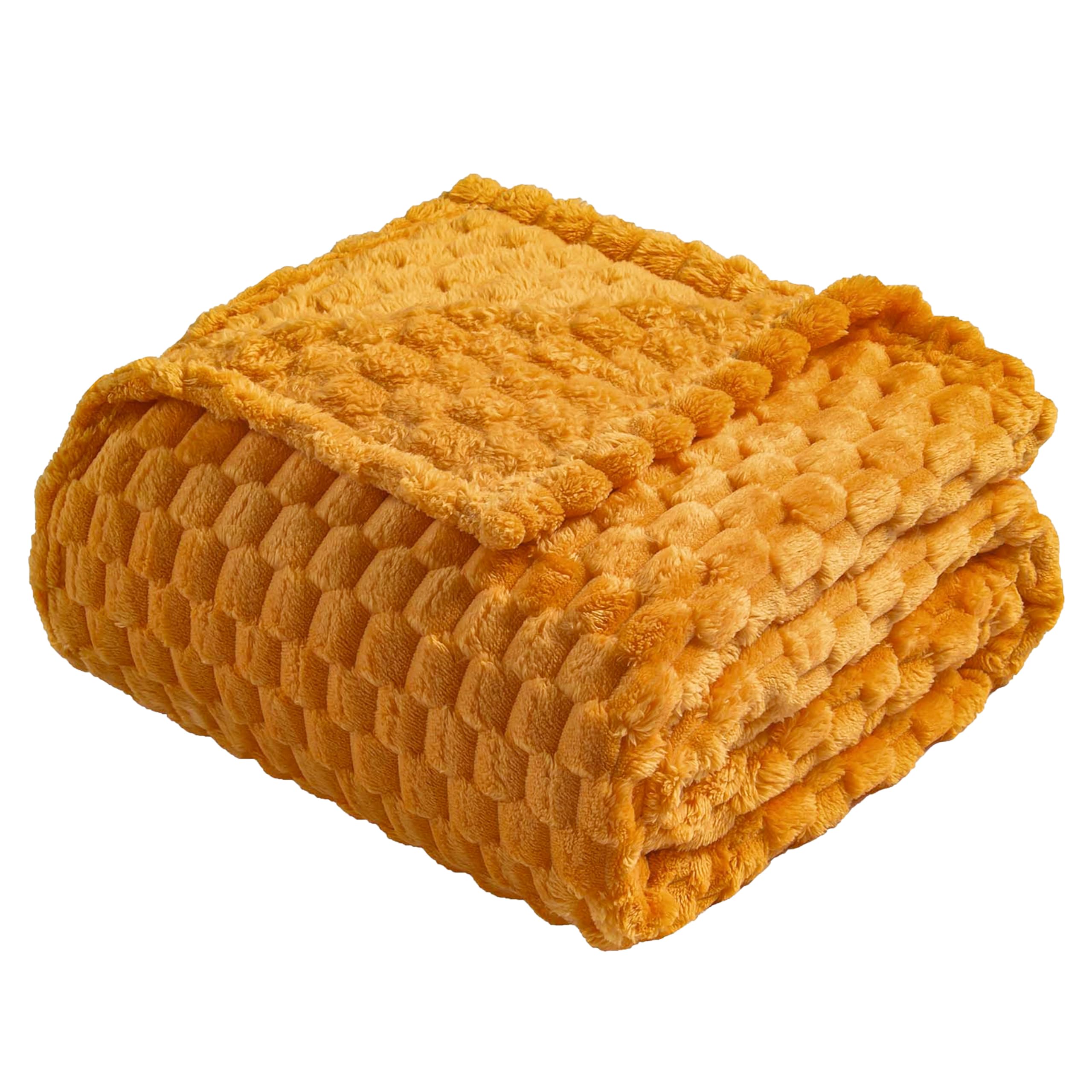 Vessia Flannel Fleece Throw Blanket(50X70 Inch), 3D Jacquard Yellow Fuzzy And Warm Blanket For Couch,Sofa,Bed,Chair, 300Gsm Supe