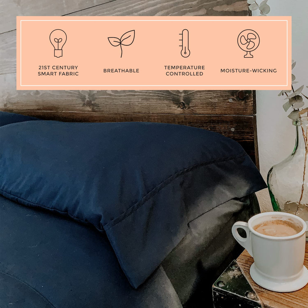 Peachskinsheets Mariner Blue Sheet Set - 1500Tc Level Of Softness - Extra Soft Cooling Sheets For Hot Sleepers And Night Sweats