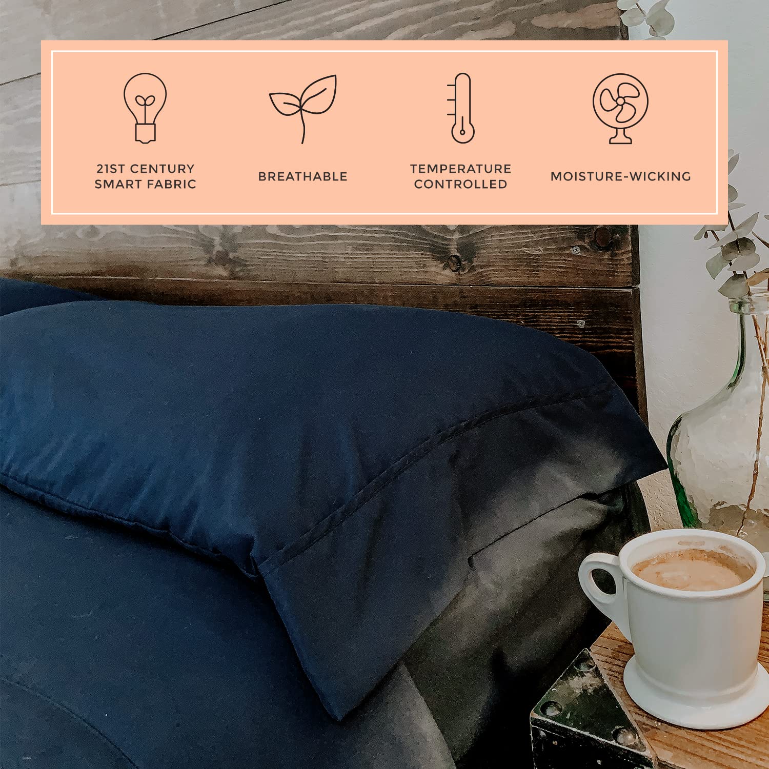 Peachskinsheets Mariner Blue Sheet Set - 1500Tc Level Of Softness - Extra Soft Cooling Sheets For Hot Sleepers And Night Sweats