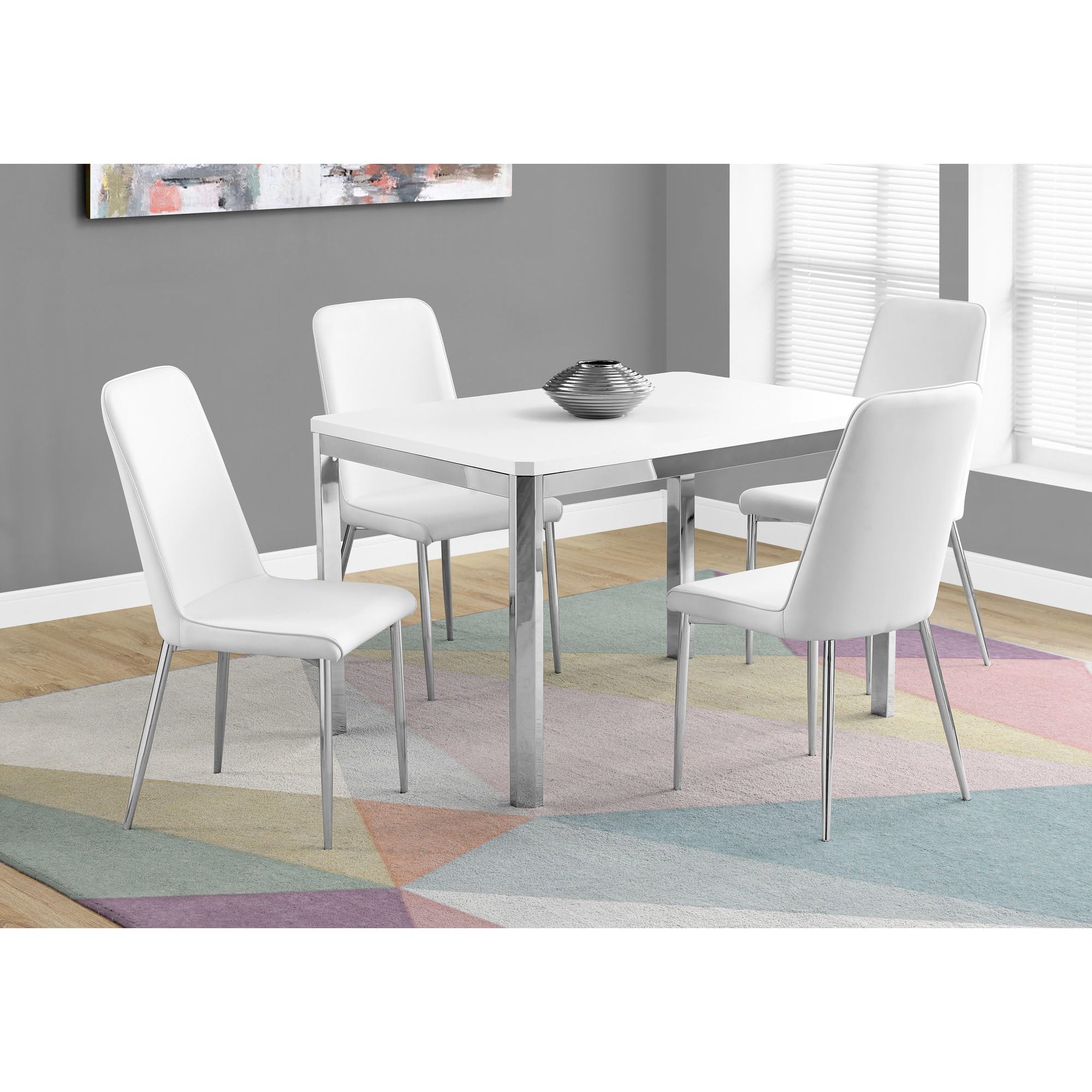 Monarch Specialties I Dining Table - 32&quot;X 48&quot;/ White/Chrome Metal,