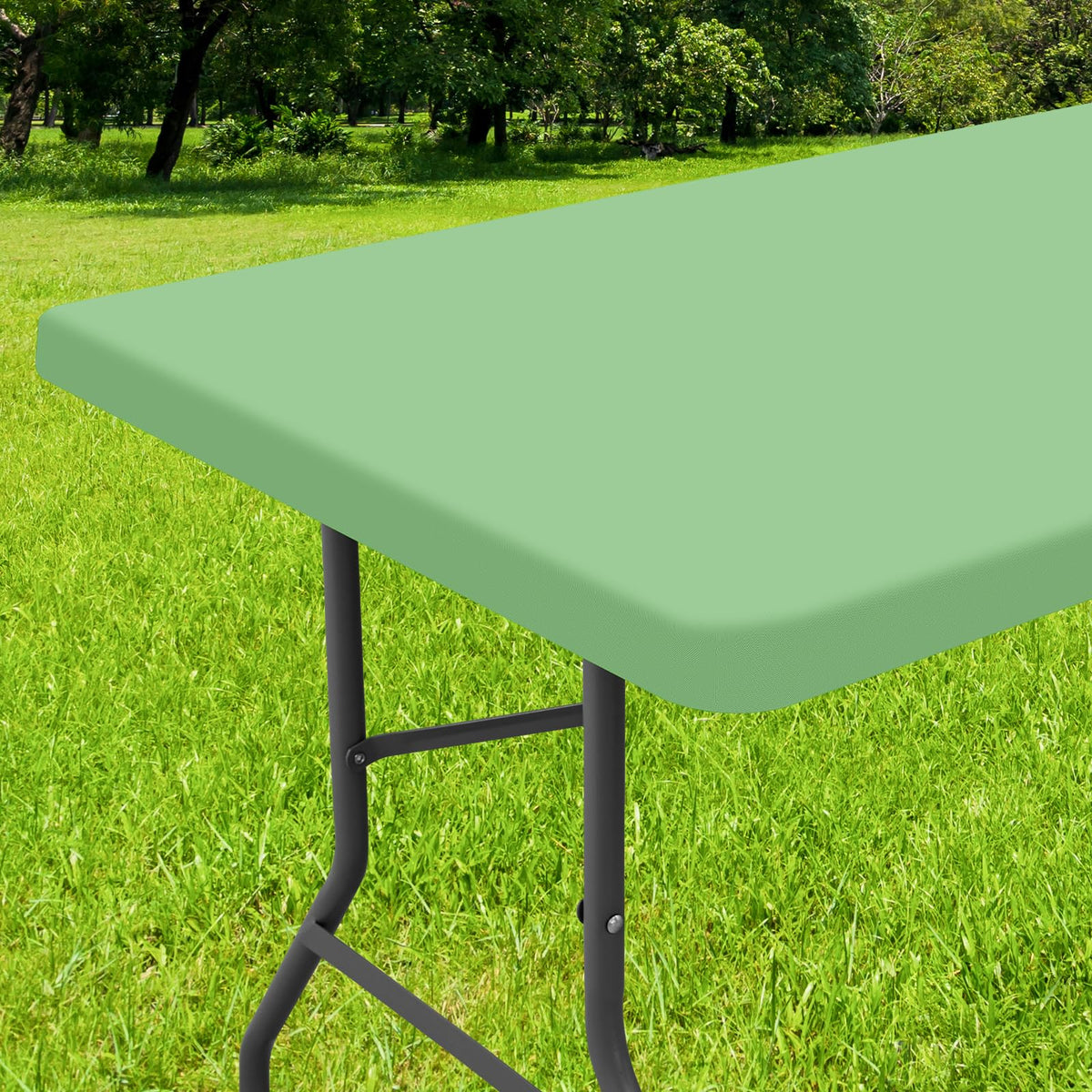 Smiry Rectangle Tablecloth, Elastic Fitted Flannel Backed Vinyl Tablecloths For 4Ft Folding Tables, Waterproof Wipeable Table Co