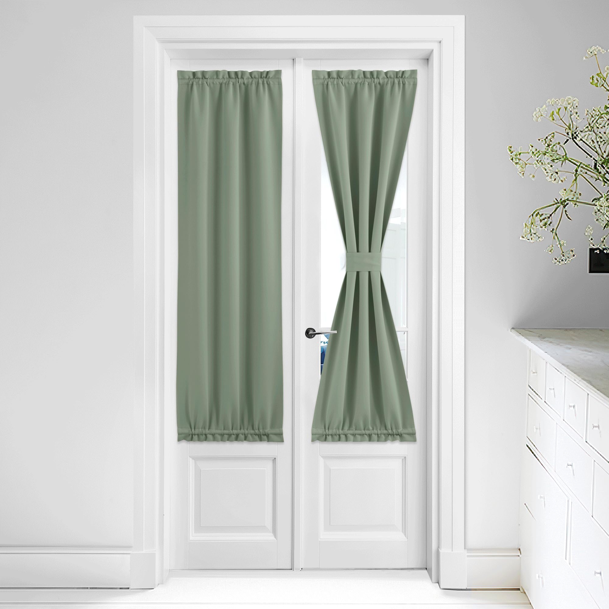 NICETOWN Door Curtain Panel - Thermal Insulated Front Door Side Light Block Privacy Protect Decoration for Front/Christmas Adjus