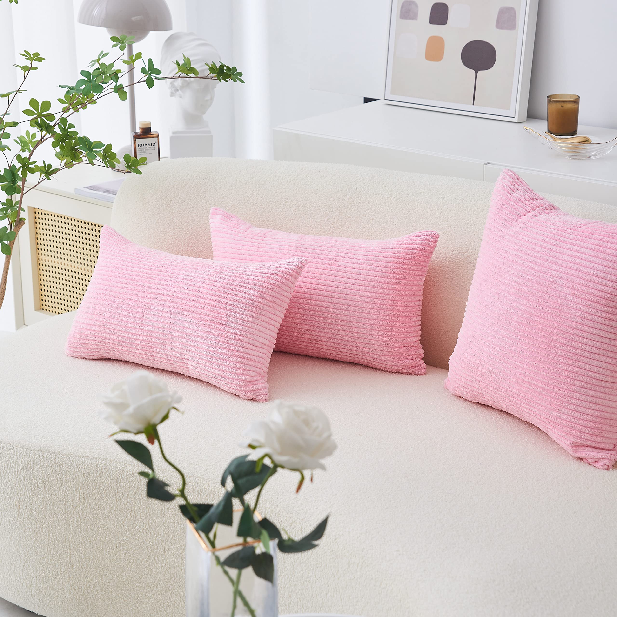 Home Brilliant 26X26 Pillow Covers For Couch Barbie Bed Decor Pink Soft Velvet Euro Pillow Shams For Sofa Parties, 26 Inches, 66