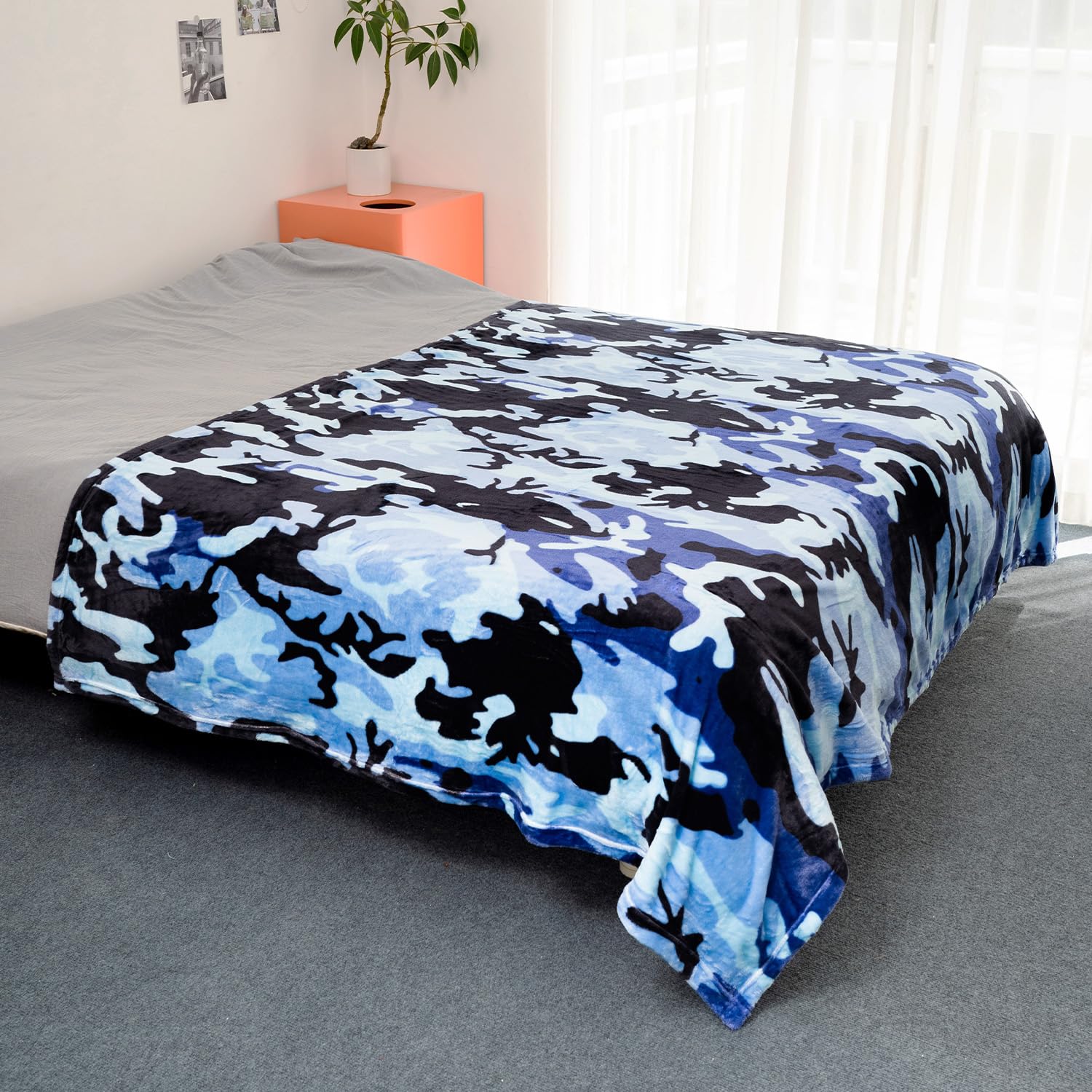 Hommomh Camo Blanket, Hunting Camo Throw Blanket, Camo Gifts For Men And Women, Camouflage Blanket For Hunting, Blue, 60'X80'