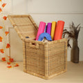 AKWAY Wicker Water Hyacinth Kauna Grass Bamboo Cane Storage Basket With Lids | Laundry Hampers For Bathroom Wicker Laundry Baske