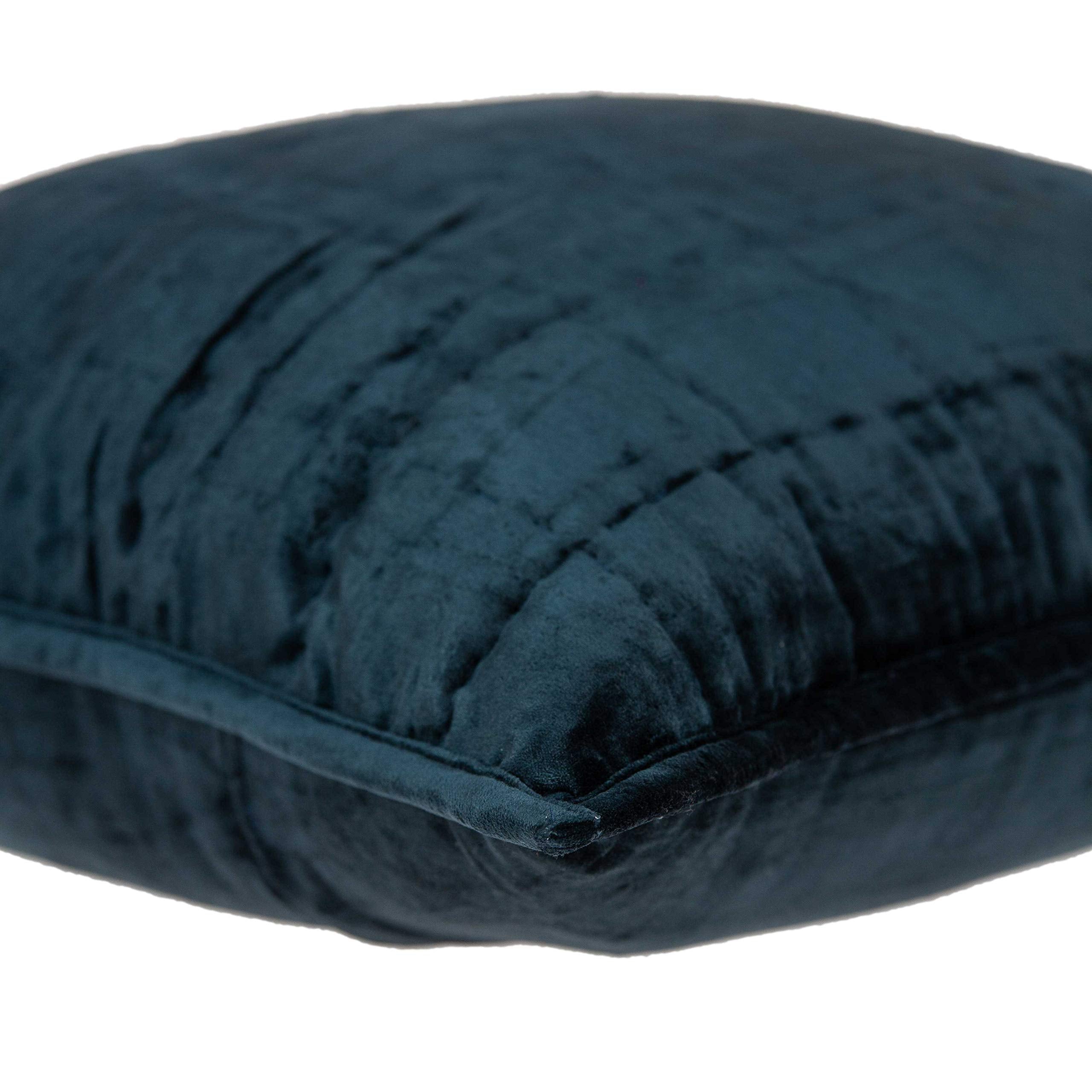 HomeRoots 50% Cotton, 50% Viscose 20' X 7' X 20' Dark Blue Solid Quilted Pillow Cover with Down Insert