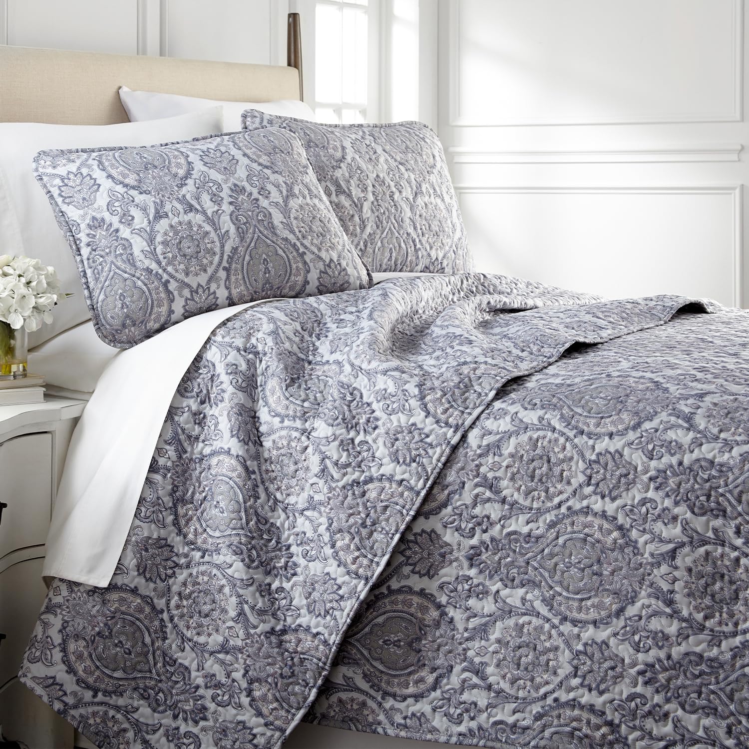 Southshore Fine Living, Inc. Full Or Queen Quilt Bedding Set, 3-Piece, Queen Size Quilt Set With 2 Pillow Shams, Paisley Quilt,