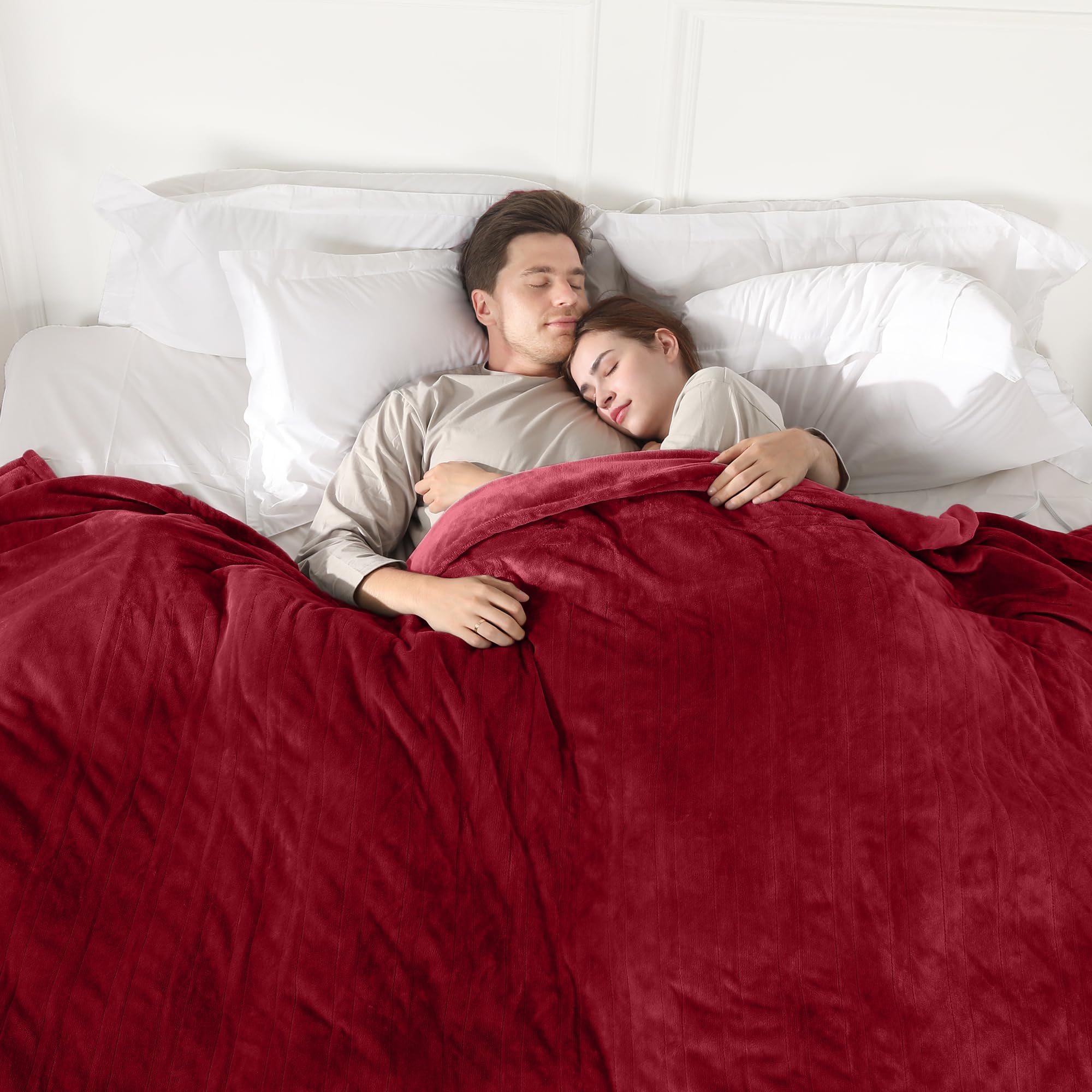 Heated Blanket Electric Blanket Queen Size, Super Soft Cozy Upgraded Flannel Fast Heating Blanket Dual Control With 5 Heating Le