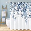 Gibelle Long Shower Curtain 72 x 78, Navy Blue Floral Shower Curtain for Bathroom, Watercolor Plant Eucalyptus Leaves Fabric Sho